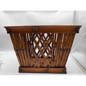 Wooden Bamboo Accent Basket - Brown